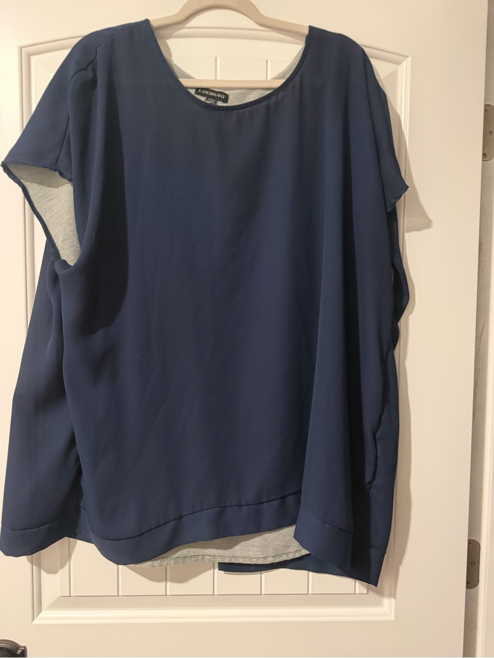 Lane Bryant Navy Layered Short-Sleeve Blouse